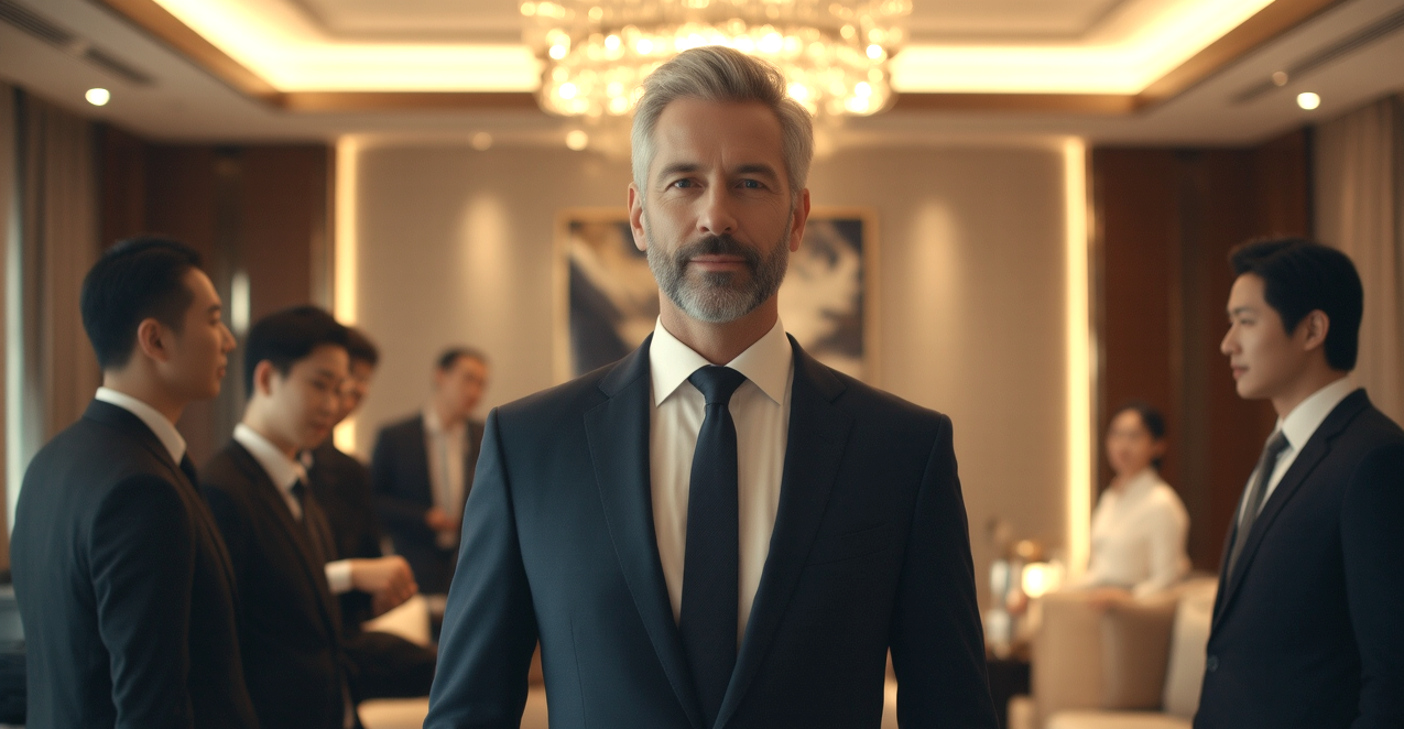 Professional with vibrant tech background